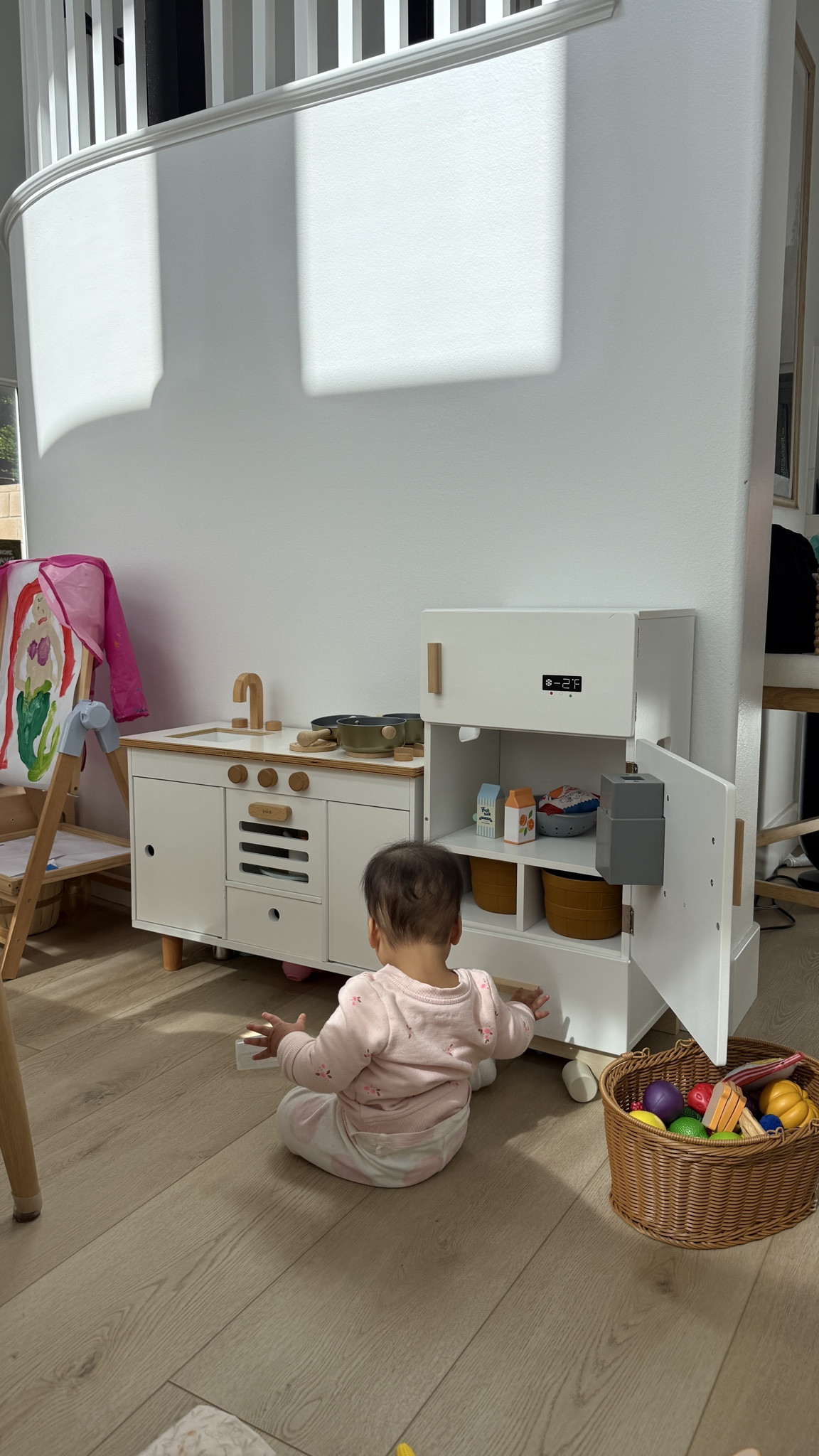 our little kitchen play area! i love pretend cooking and food prepping with my girls. im thinking about how i can elevate this space :') #toddlertoys #toddlermom #home #momof2  

 #LTKmomlife #LTKHome #LTKKids