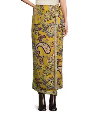 Antonio Melani Anna Printed Satin Twill Faux Wrap Skirt | Dillard's | Dillard's