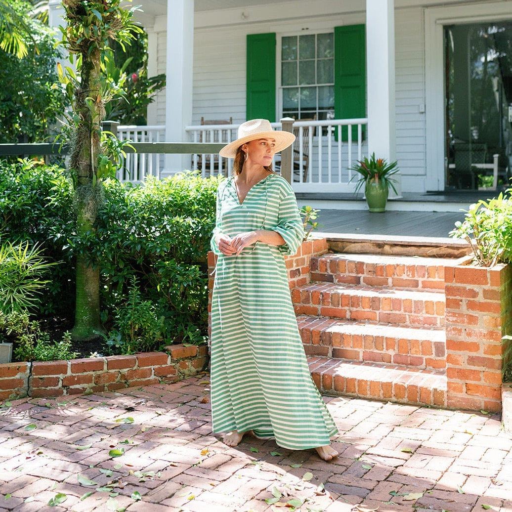 Green and White Stripe Sienna Dress | Sunshine Tienda