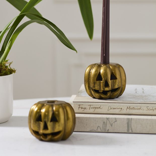 Pumpkin Taper Candle Holder | Antique Farm House