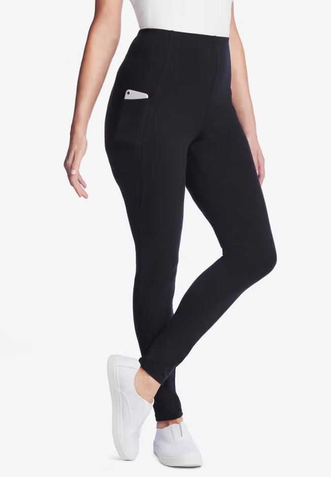 Stretch Cotton Pocket Legging | Woman Within