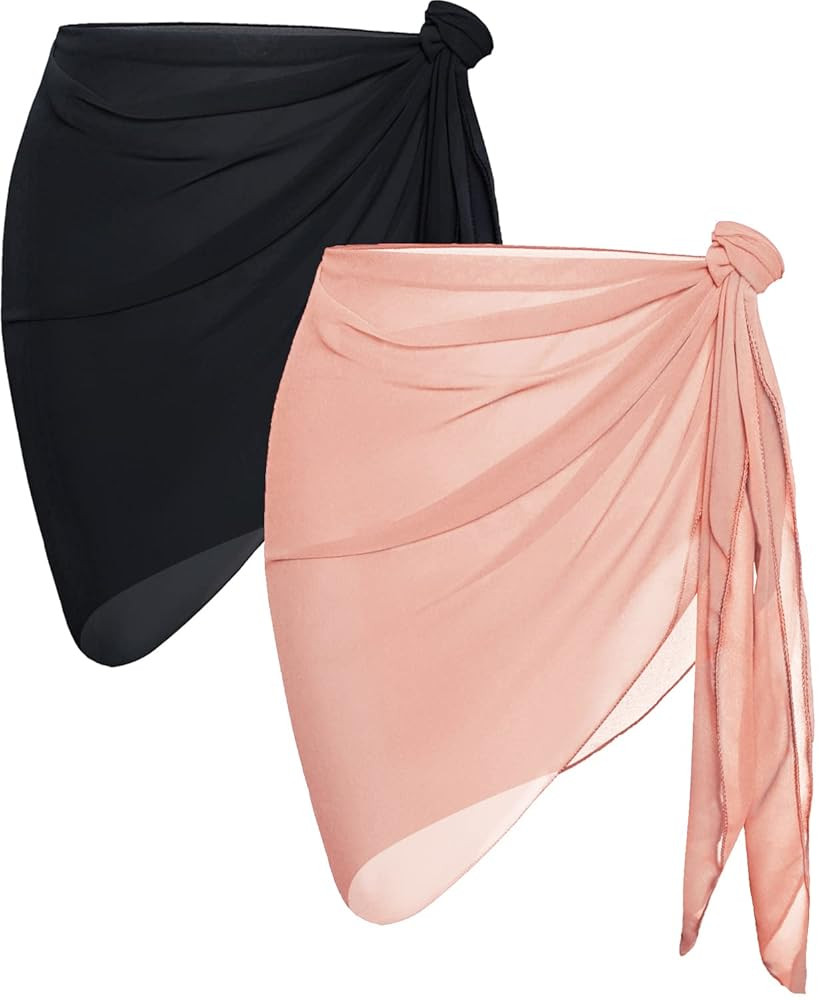 CHICGAL 2 Pieces Women Beach Sarong Bathing Suit Wrap Skirt Sheer Bikini Swimsuit Cover Ups for S... | Amazon (US)