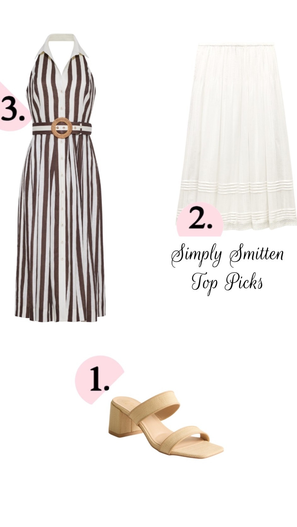 Friday’s top 3. Summer outfits. This stripe halter dress is so chic - perfect for nights out or special events. This white embroidered maxi skirt is a great everyday throw on. These raffia heels are under $100.

#LTKgrwm #LTKootd #LTKSeasonal