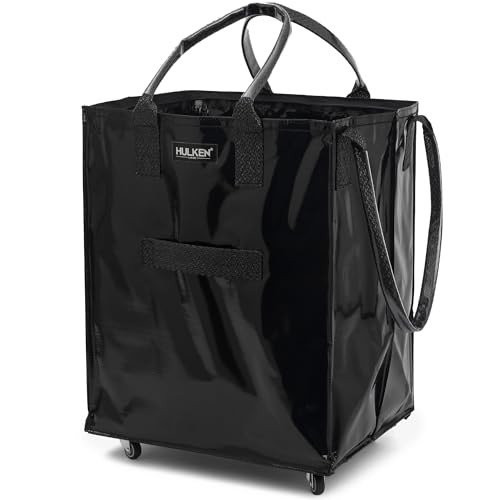 (Large, Black Reusable Grocery Bag On Wheels, Shopping Trolley, Rolling Tote, Zipper Closure, Lig... | Amazon (US)