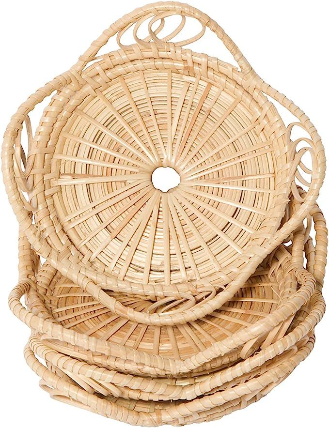SoBoho Natural Handmade Woven Boho Bamboo Rattan Coasters for Drinks - Neutral Minimalist Wicker ... | Amazon (US)