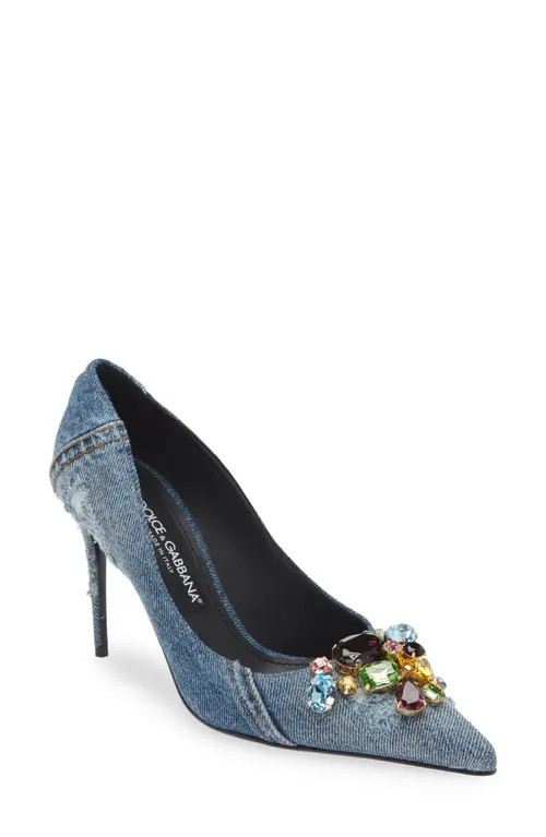 Dolce&Gabbana Patchwork Denim Pointed Toe Pump in Denim Blue at Nordstrom, Size 10.5Us | Nordstrom