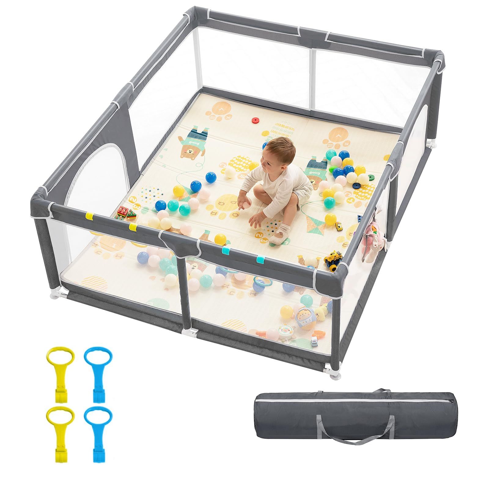 dearlomum Baby Playpen,71"x59" Extra Large Baby Playard, Playpen for Babies with Gate, 0-6 to 12 ... | Amazon (US)