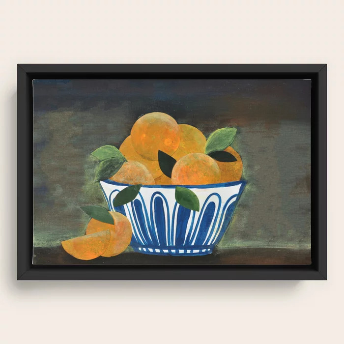 Still Life Oranges in Blue Bowl Canvas Print | Society6