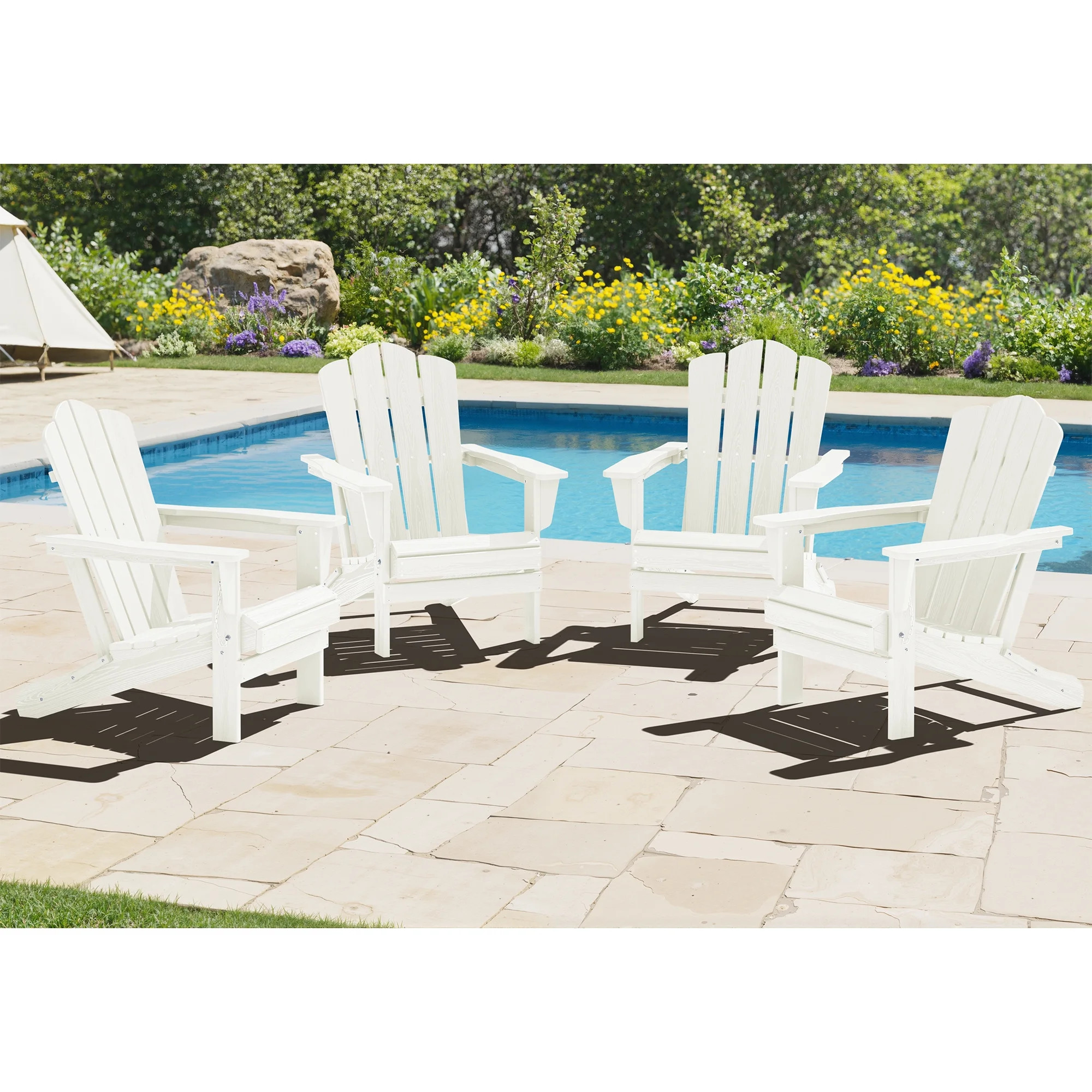 KINGYES Folding Adirondack Chairs Set of 4, HDPE All-Weather Folding Adirondack Chair, Fir Pit Ch... | Walmart (US)