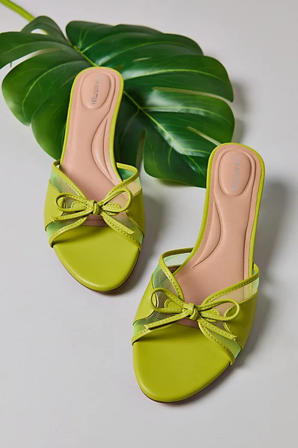 Urban Outfitters UO Poppy Kitten Heel Mule in Green, Women's at Urban Outfitters | Urban Outfitters (US and RoW)