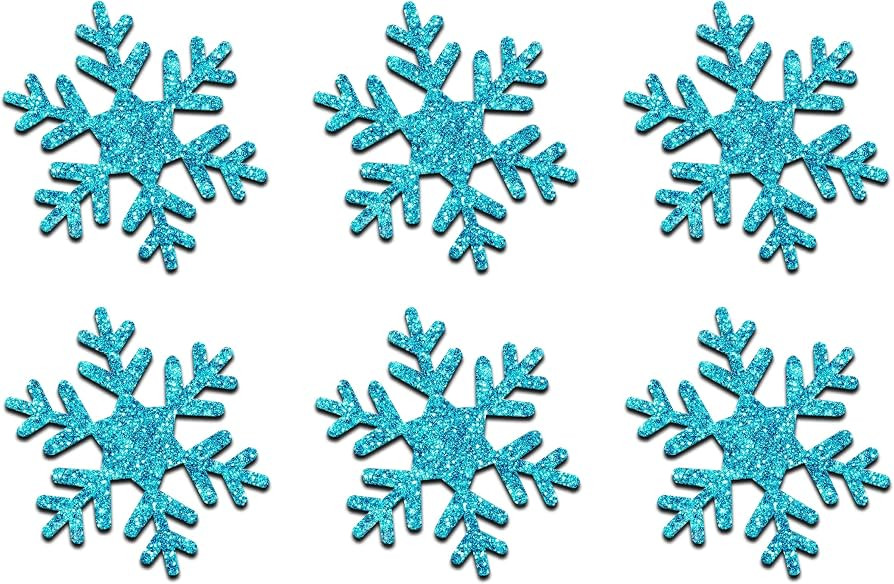 Blue 5 Pack = 15 Glitter 2 Inch Snowflake Iron-On | Amazon (US)