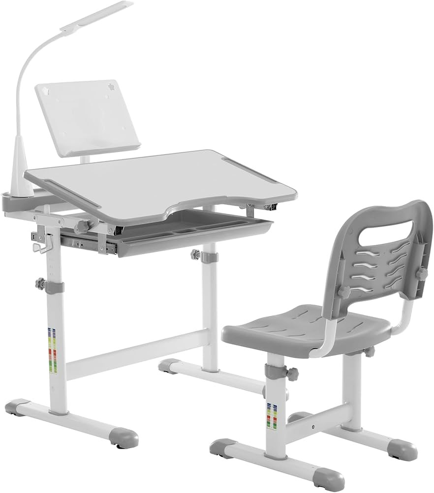 Gowxil Juego de escritorio funcional y silla para niños, escritorio de estudio escolar para niñ... | Amazon (US)