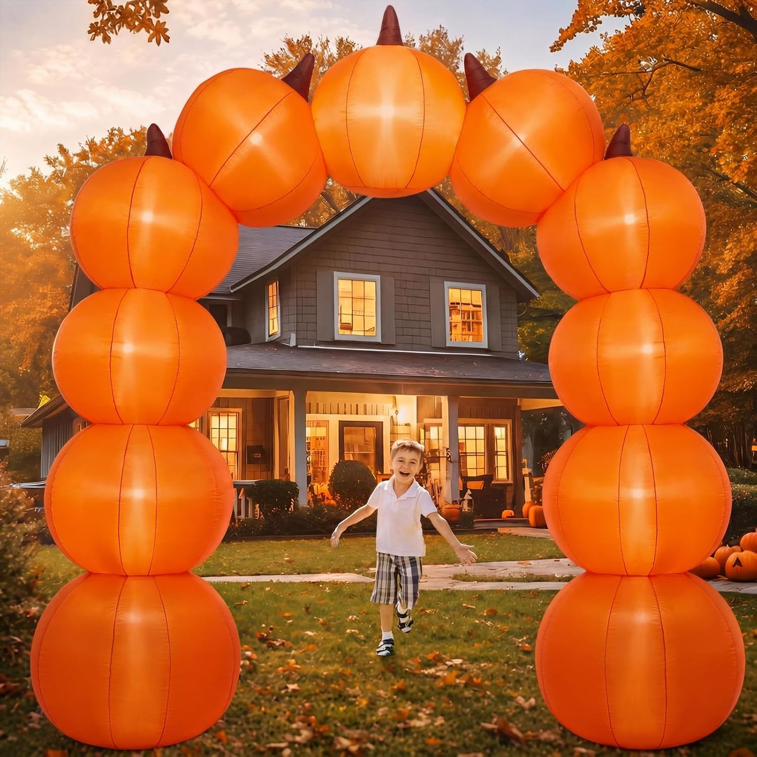 Blueweenly 9 ft Fall Inflatable Pumpkin Archway Outdoor Decoration | Amazon (US)