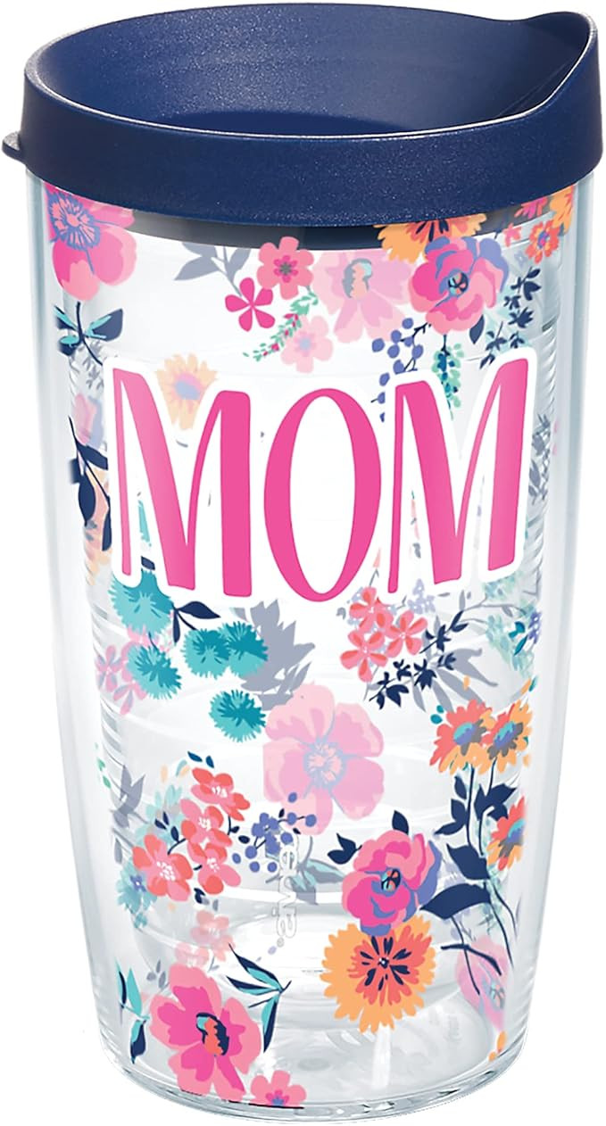 Tervis Mom Dainty Floral Insulated Tumbler with Wrap and Lid, 16 oz - Tritan, Clear | Amazon (US)