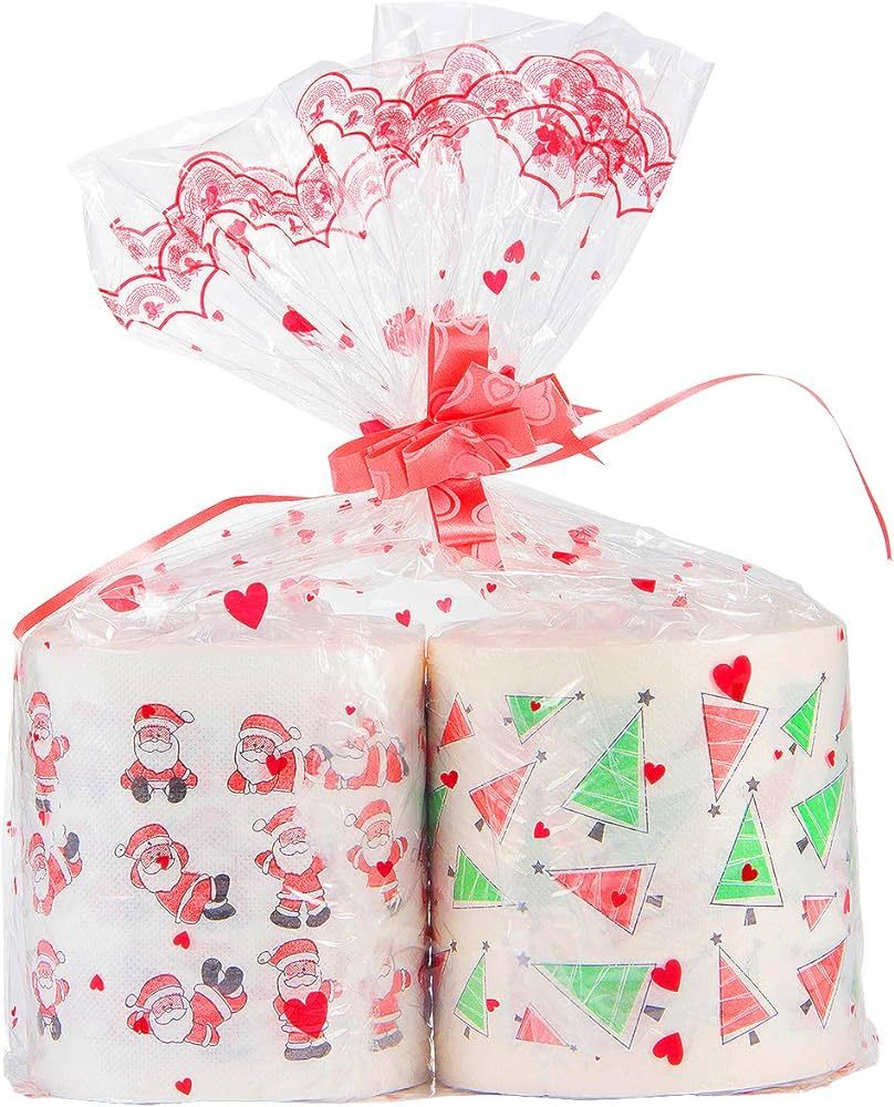 2 Rolls Christmas Toilet Paper Decorations- 2 Styles Santa Claus Toilet Paper for Xmas Bathroom D... | Amazon (US)
