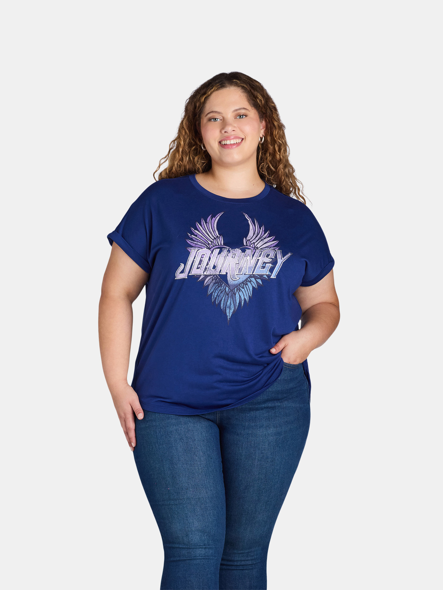 Terra & Sky Women's Plus Size Journey Graphic Tee with Short Sleeves, Sizes 0X-5X | Walmart (US)