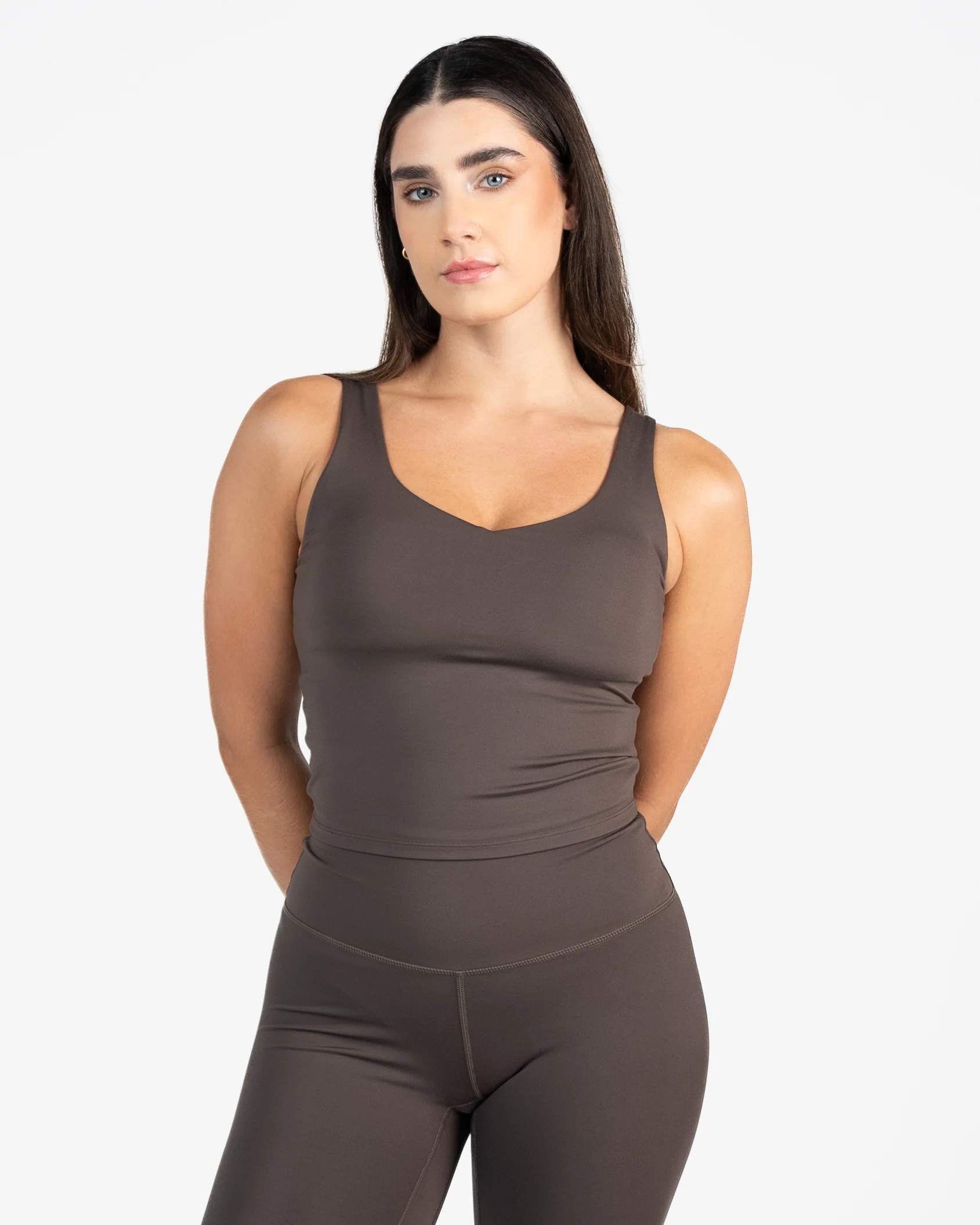 Skin Shakti Tank (Mid-Length) - Espresso | Senita Athletics