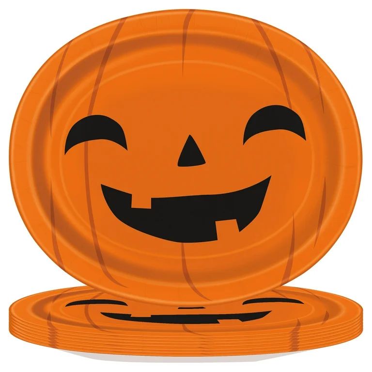 Halloween Jack-o'-Lantern Oval Plates, 12 in, 8 Count, by Way To Celebrate | Walmart (US)