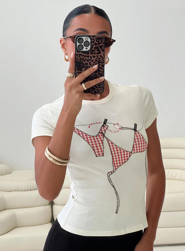 By The Seaside Graphic Top Cream | Princess Polly US