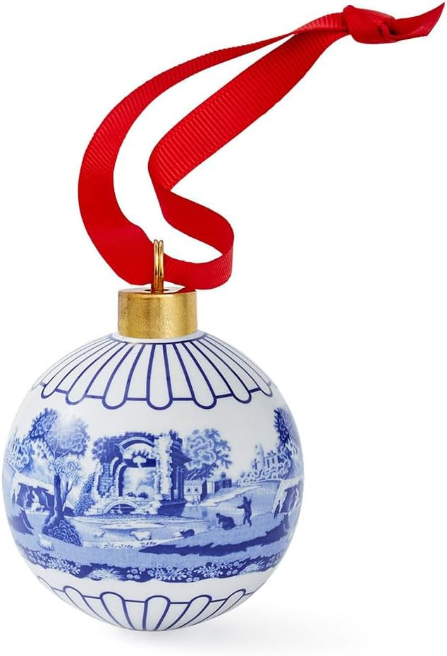 Spode Blue Italian Christmas Bauble - Full Scene Ornament with Classic Blue & White Porcelain Des... | Amazon (US)