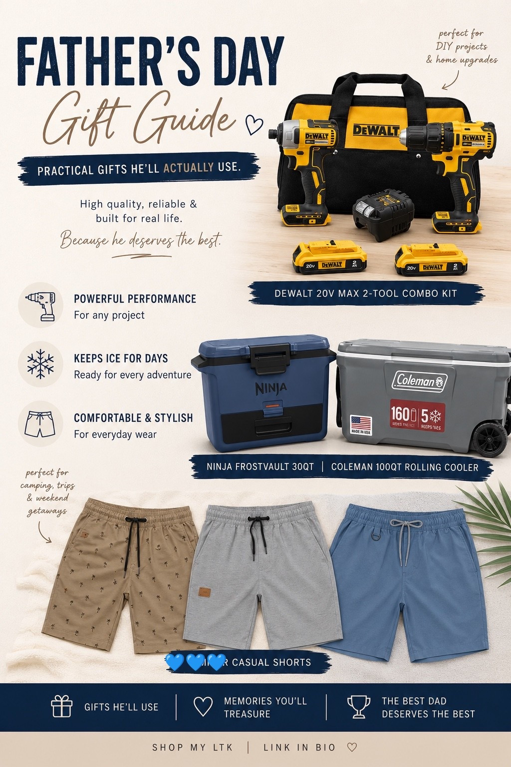 Father’s Day finds that actually make sense 🤎
coolers for the summer trips, comfy shorts, everyday slides, tools he’ll actually use & timeless accessories ✨

practical gifts > random gifts always.
because dads deserve the little upgrades too.

#FathersDayGifts #AmazonFinds #MensStyle #SummerVibes #GiftIdeasForHim #DadStyle #AmazonFavorites #MensFashion #SummerEssentials #CoolDadVibes #BeachStyle #AmazonMustHaves #MensSummerStyle #GiftGuide #FathersDayIdeas

#LTKSeasonal #LTKSaleAlert