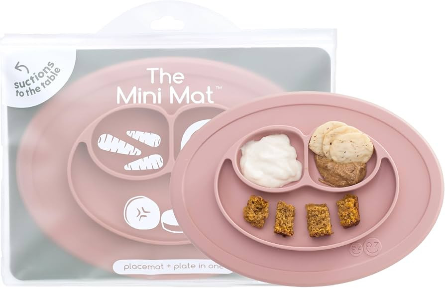 ezpz Mini Mat (Blush) - 6 -12 Months+ - 100% Silicone Suction Placemat + Divided Plate with Three... | Amazon (US)