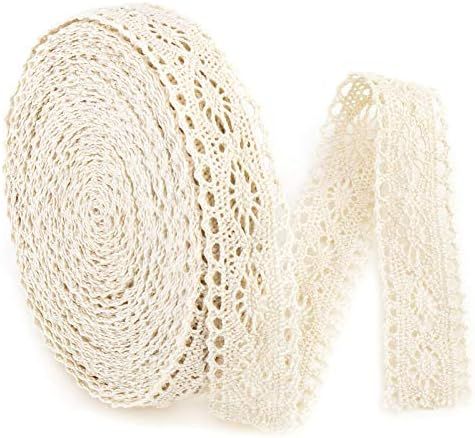 IDONGCAI Vintage Cotton Lace Ribbon for Crafts Natural Cotton Lace Trims Craft Lace 0.9'' Wide 20... | Amazon (US)