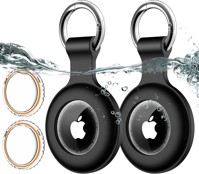 2 Pack Wilbur Airtag Holder [PC+Silicone] with Keychain for Apple Air Tags,IPX8 Waterproof & Full... | Amazon (US)