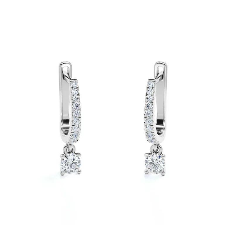 1 Carat Round Brilliant Cut Diamond and Moissanite - 4 Prong Pave Set Huggie Hoop Earrings - 18K ... | Walmart (US)