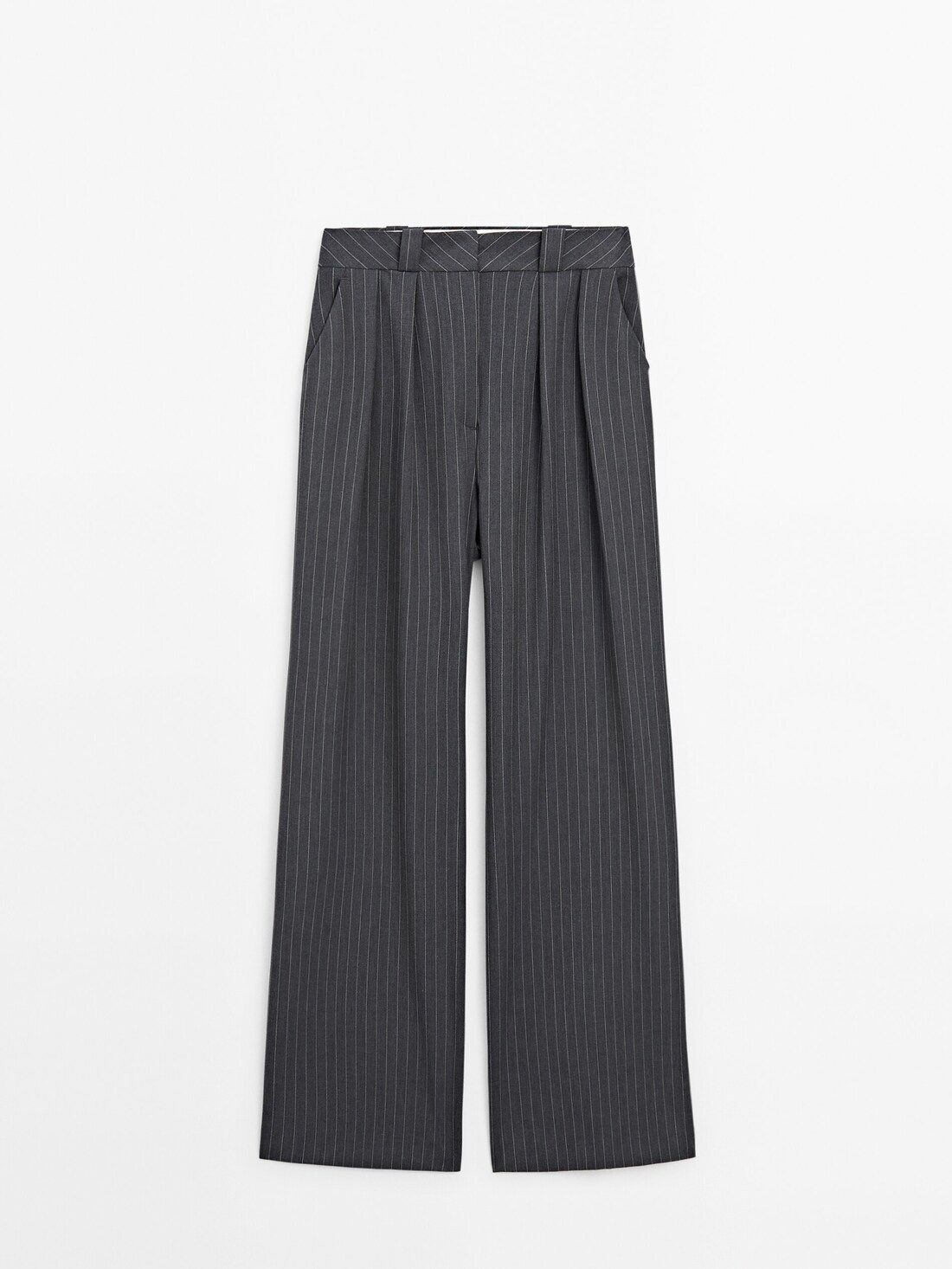 Darted wide-leg pinstripe trousers - Studio | Massimo Dutti UK
