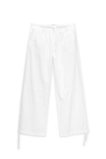 Flowing poplin drawstring trousers - pull&bear | PULL and BEAR UK