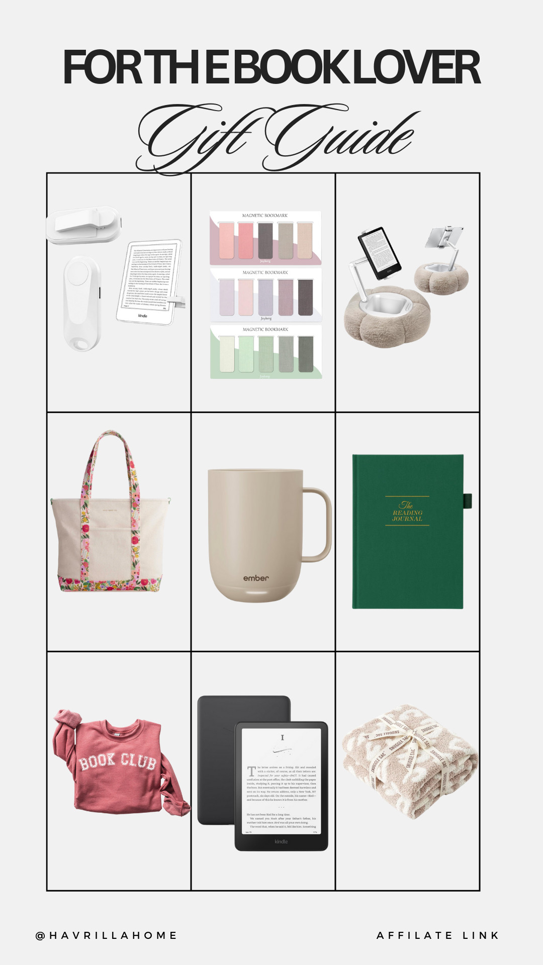 Book lover gifts, reading gift ideas, bookworm gifts amazon, kindle essentials, magnetic bookmarks, reading pillow stand, reading lamp clip, book tote bag, ember mug gift, reading journal, book club sweatshirt, kindle paperwhite gift, cozy blanket gift, gifts for readers 2024 

 

#LTKGiftGuide #LTKHoliday #LTKSeasonal