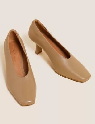 Leather Slip On Square Toe Court Shoes | Marks & Spencer (UK)