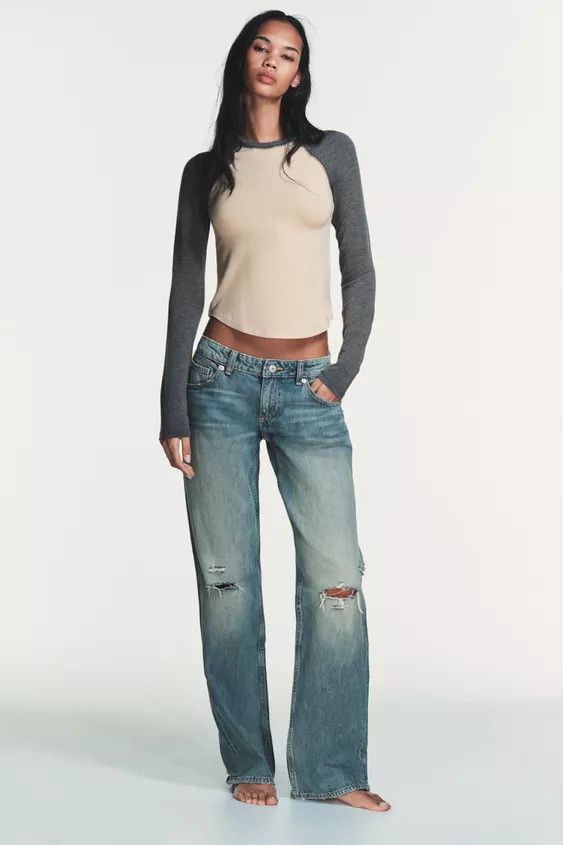 CONTRAST RAGLAN SLEEVE T-SHIRT | Zara UK