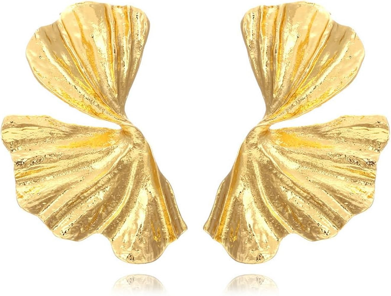 Boho Metal Leaf Ear Stud Earrings for Women,Large Geometric Gold Statement Earrings for Women - S... | Amazon (US)