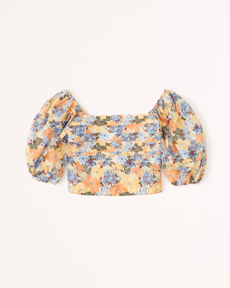 Ruched Bodice Puff Sleeve Top | Abercrombie & Fitch (US)
