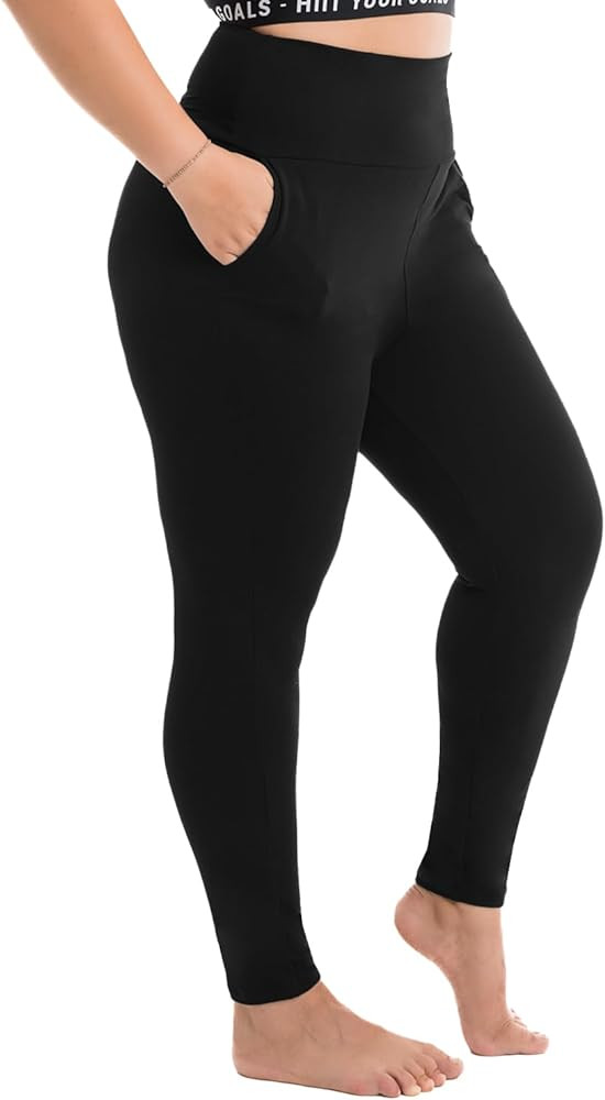 Walifrey Plus Size Leggings with Pockets for Women, High Waist Opaque Tummy Control Leggings | Amazon (US)