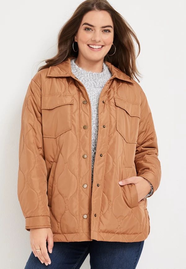 Quilted Snap Button Puffer Coat | Maurices