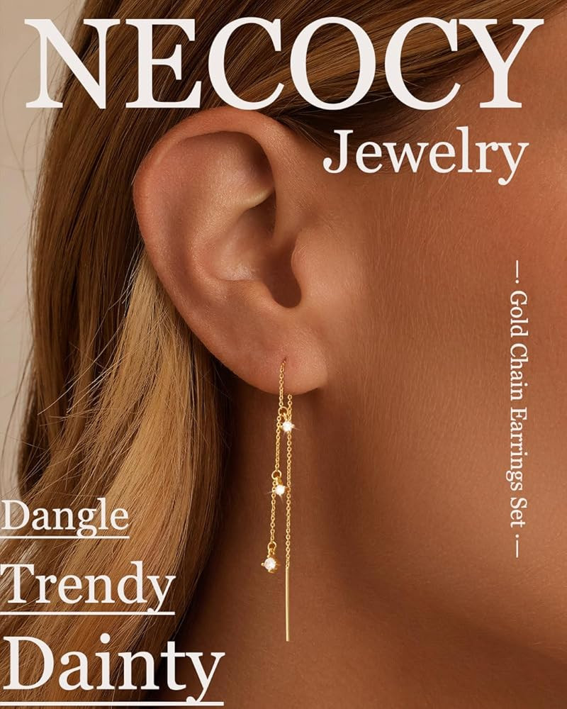 Dangle Earrings for Women Dainty Long Hanging 14K Gold/Silver Chain Earrings Trendy Hypoallergeni... | Amazon (US)