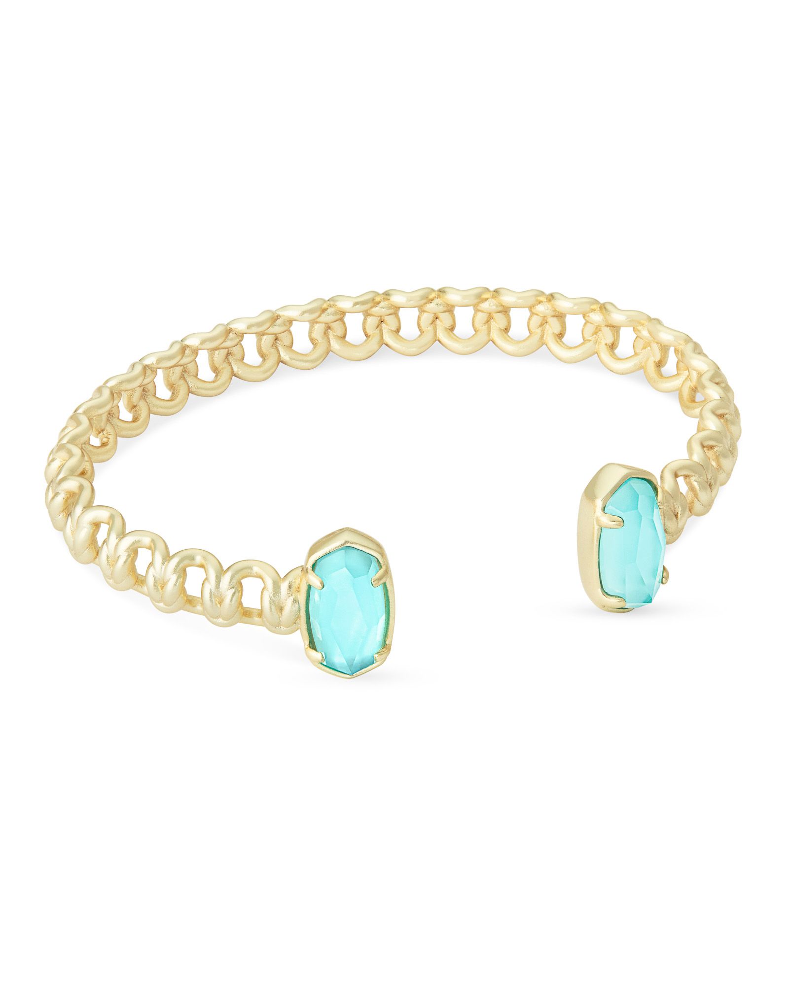 Macrame Elton Gold Cuff Bracelet In Aqua Illusion | Kendra Scott