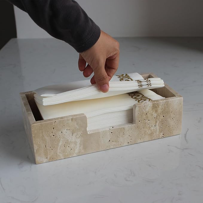 Natural Travertine Napkin Holder 9.8"x4.9"x2.8", Guest Towel Holder, Paper Hand Basket for Bathro... | Amazon (US)