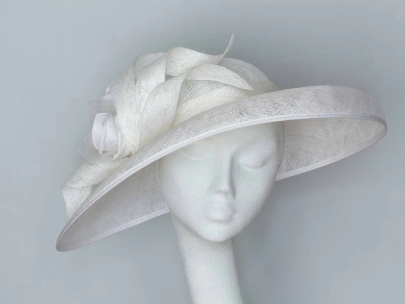 White Wide Brim Hat - Kentucky Derby Hat - Royal Ascot Hat - Derby Race Day Hat - Mother of the B... | Etsy (US)