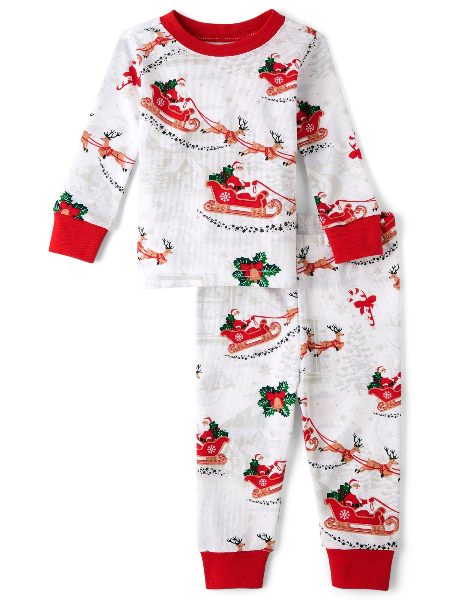 The Children's Place Baby Unisex Matching Family Santa Sleigh Snug Fit Cotton Pajamas, Sizes 0-24... | Walmart (US)