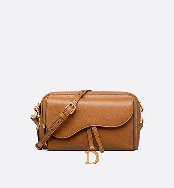 Double Saddle Pouch Cognac-Colored Goatskin | DIOR | Dior Beauty (US)
