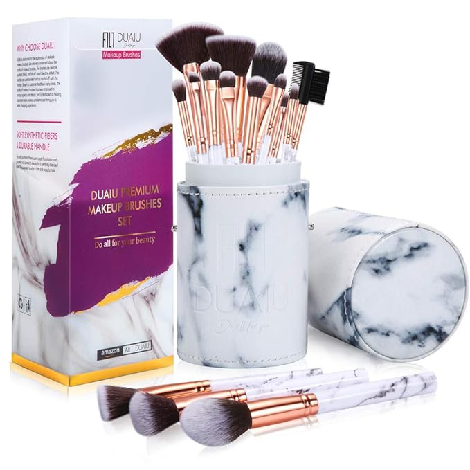 DUAIU Makeup Brushes Set Make Up Brushes Professional 15Pcs Marble Makeup Brush Set for Foundatio... | Amazon (US)