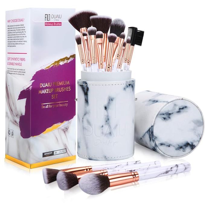 DUAIU Makeup Brushes Set Make Up Brushes Professional 15Pcs Marble Makeup Brush Set for Foundatio... | Amazon (US)