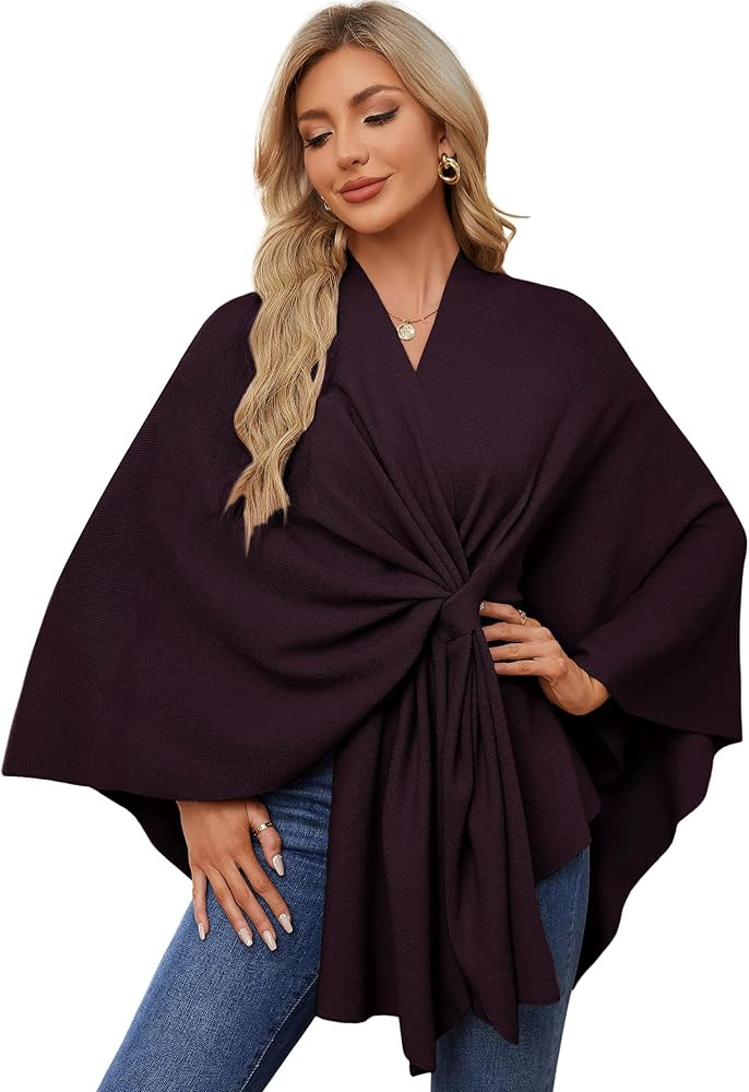 PULI Women's Elegant Shawl Wraps Soft Open Front Poncho Sweater for Spring Fall Winter | Amazon (US)