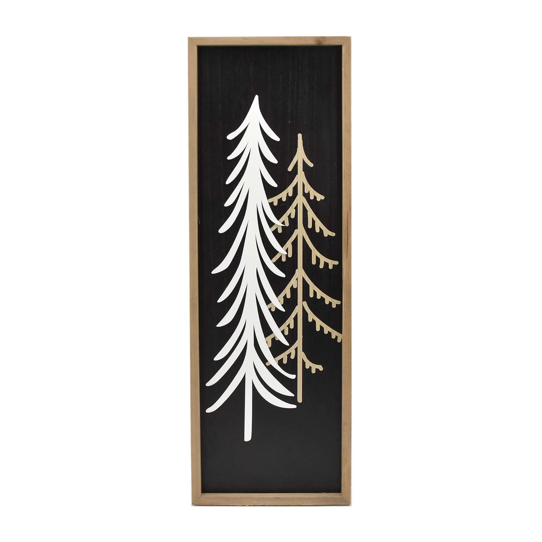 Plywood Black and White Frame with Tree Wall Hanging Decor, 31.9 in, by Holiday Time - Walmart.co... | Walmart (US)