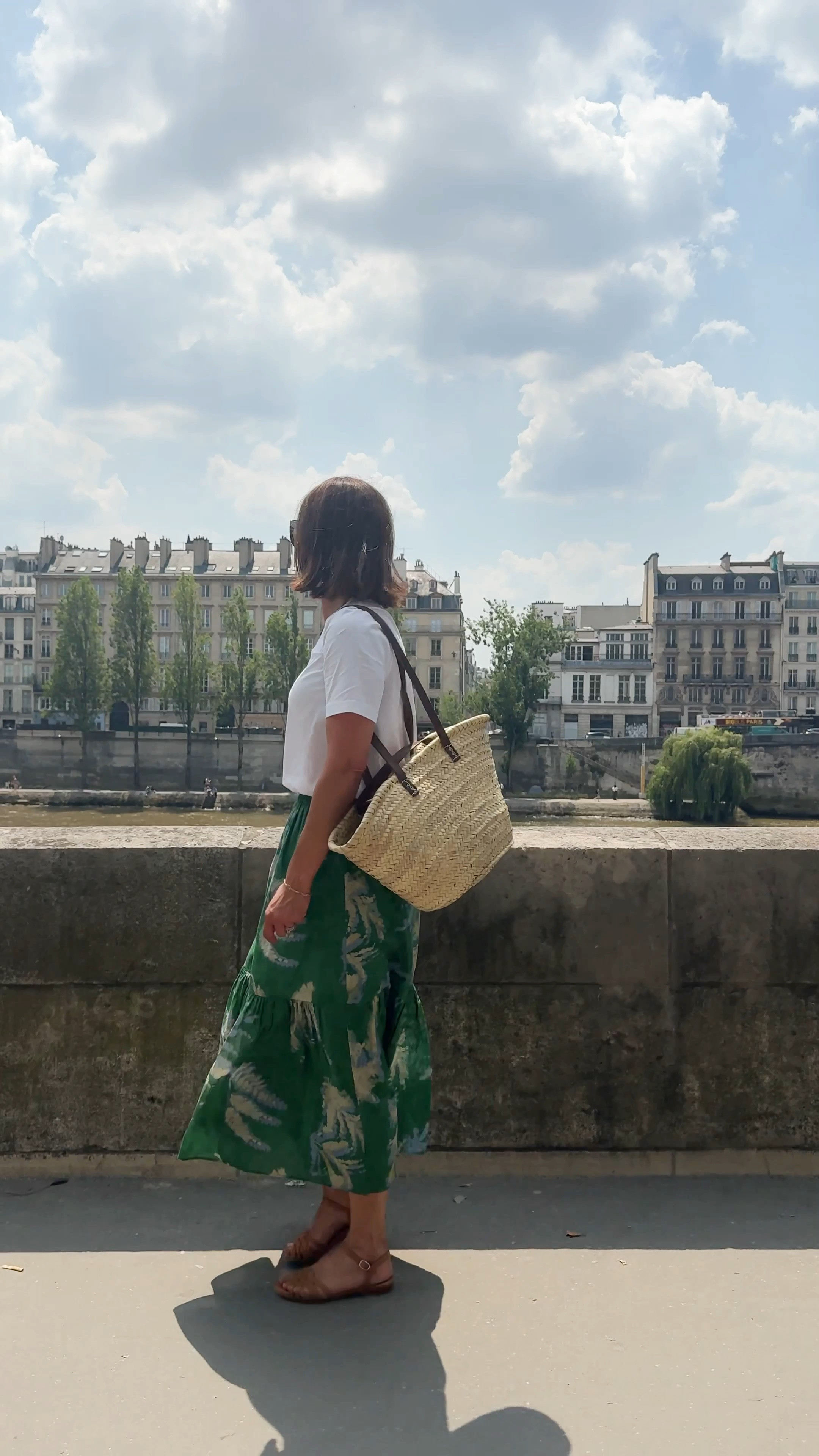 Paris Outfit 
What to wear in Paris 
bash Paris skirt/wearing small or size 1 
Vince Tee/wearing medium 
Sèzane Sandals/true to size 
Linking similar basket bag 

#LTKSeasonal #LTKOver40 #LTKStyleTip