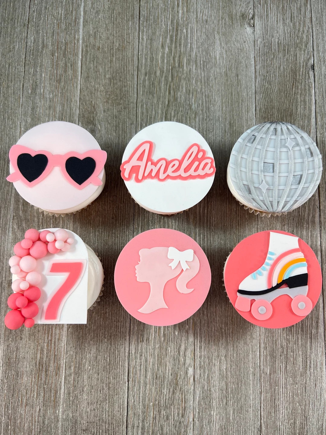 Pink Doll Cupcake Toppers, Doll Fondant Cupcake Toppers Edible, Doll Party, Girl Birthday Party, ... | Etsy (US)